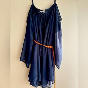 Off the Shoulder Chiffon Mini Dress